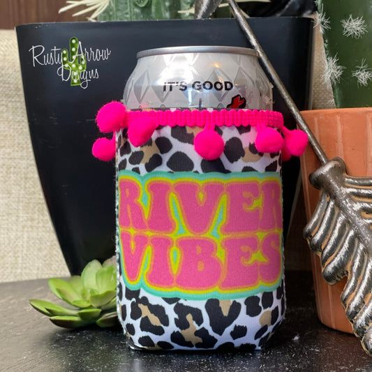 Cheetah River Vibes Fringe Trim 12 oz Koozie