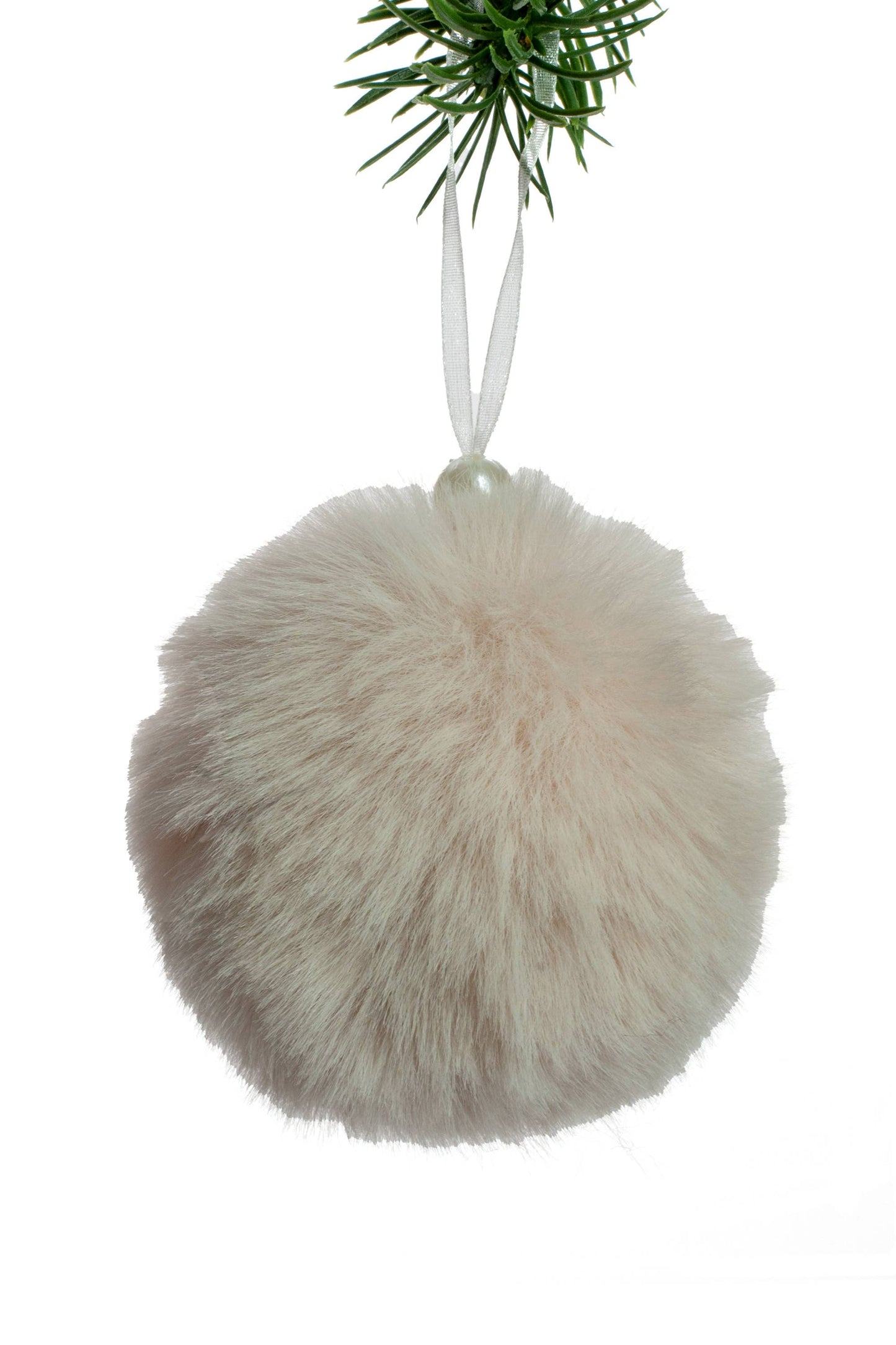 Beige Hanging Fuzzy Ball Pom Pom Ornament