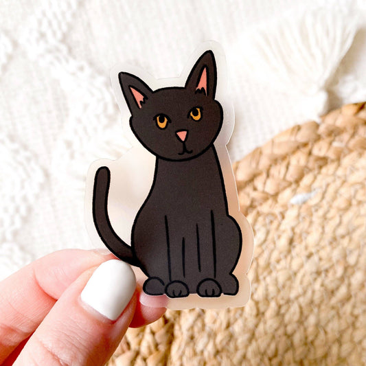 Clear Black Cat Sticker, 2.75x2 in.