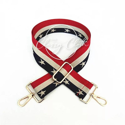 Crossbody Guitar Strap - Vertical Patriotic Star