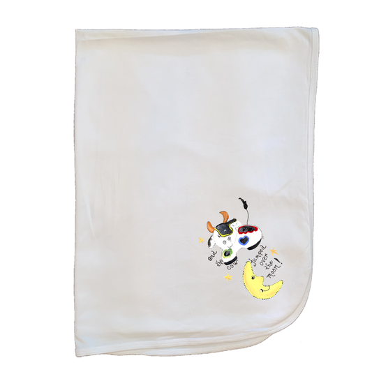 Baby Set- Cow Over the Moon Baby Set- Blanket, Gown and Bib