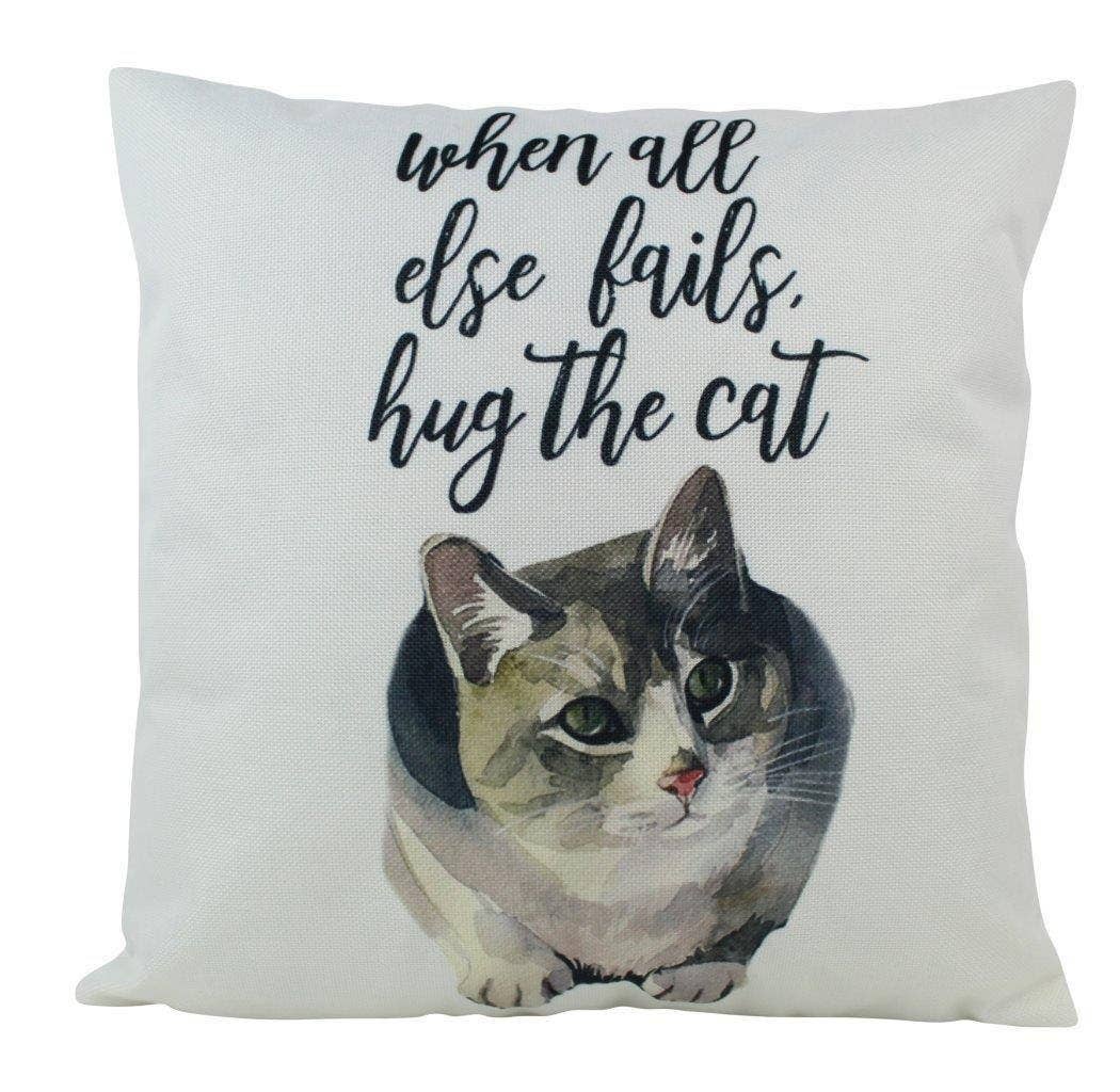 Hug the Cat Throw Pillow