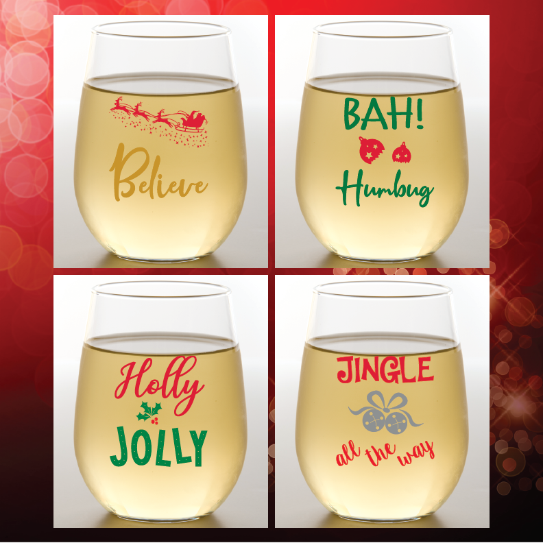 Christmas Shatterproof Wine Glasses