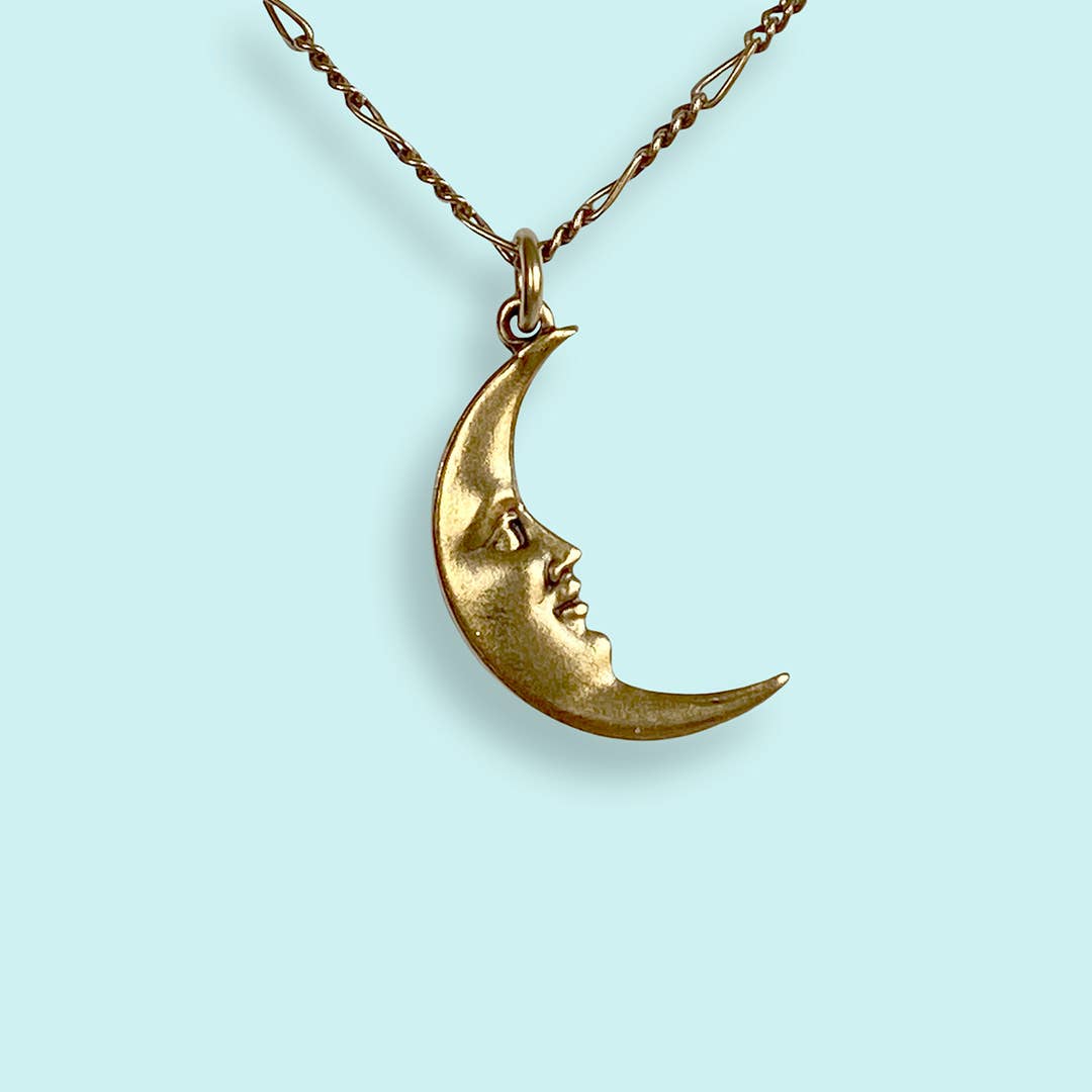 Ornamental Things - Golden Man in the Moon Necklace