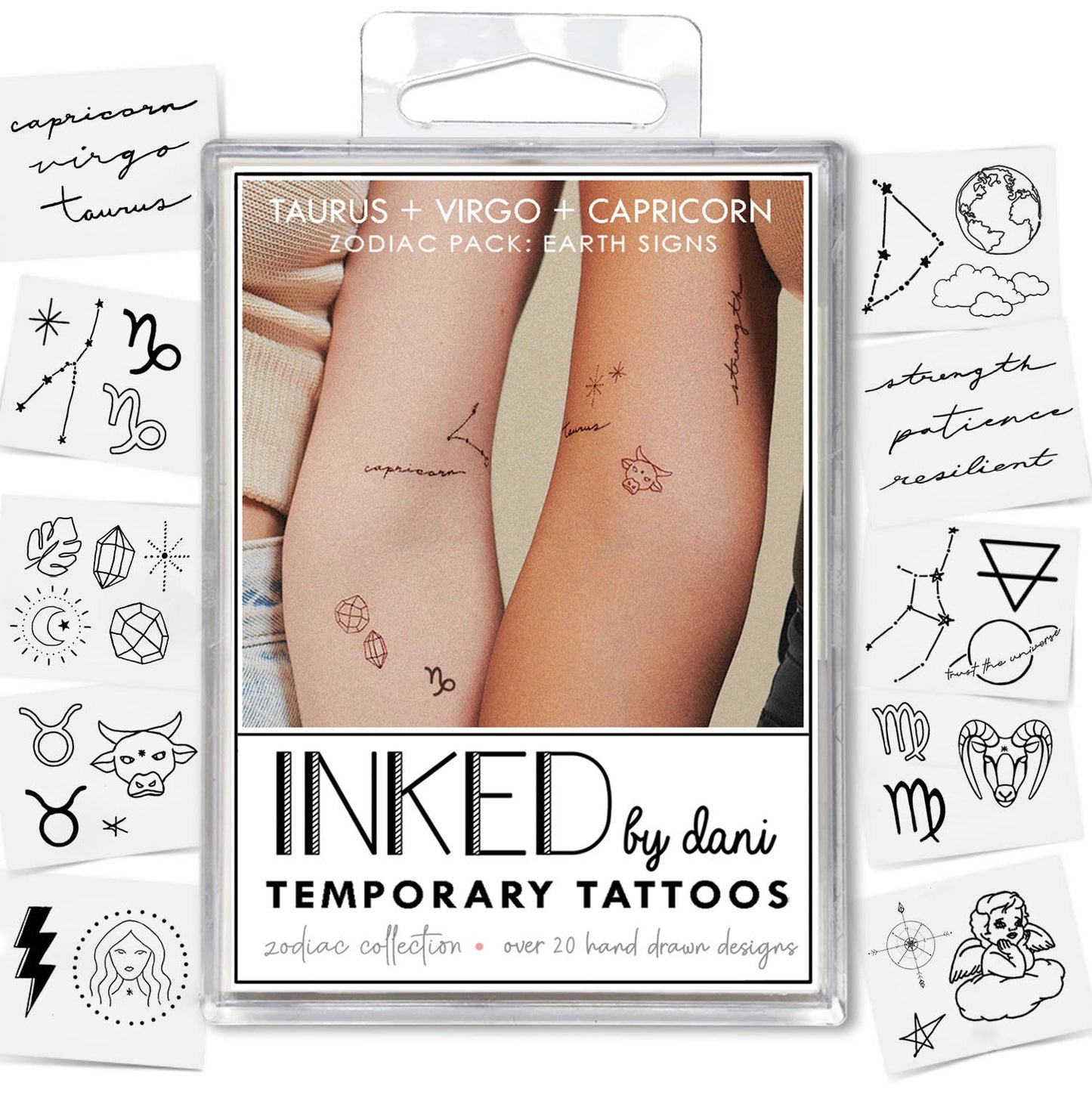 Zodiac Collection: Earth Signs Temporary Tattoo Pack