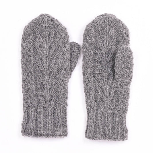 Willow - women's wool knit mittens: Grey