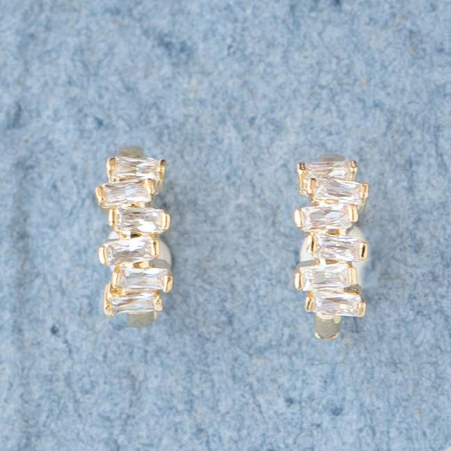 Cubic Zirconia Huggy Hoop Earring