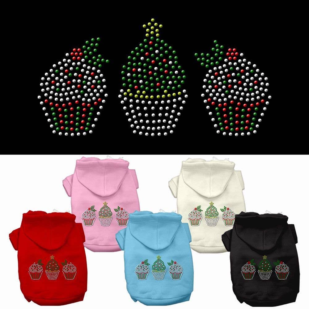 Rhinestone Christmas Cupcake Dog Hoodie