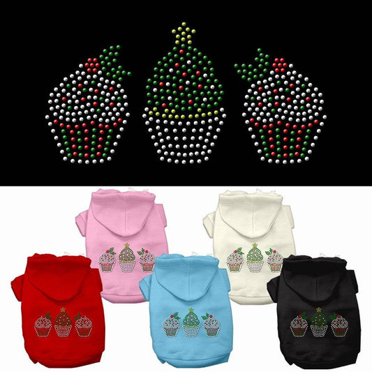 Rhinestone Christmas Cupcake Dog Hoodie