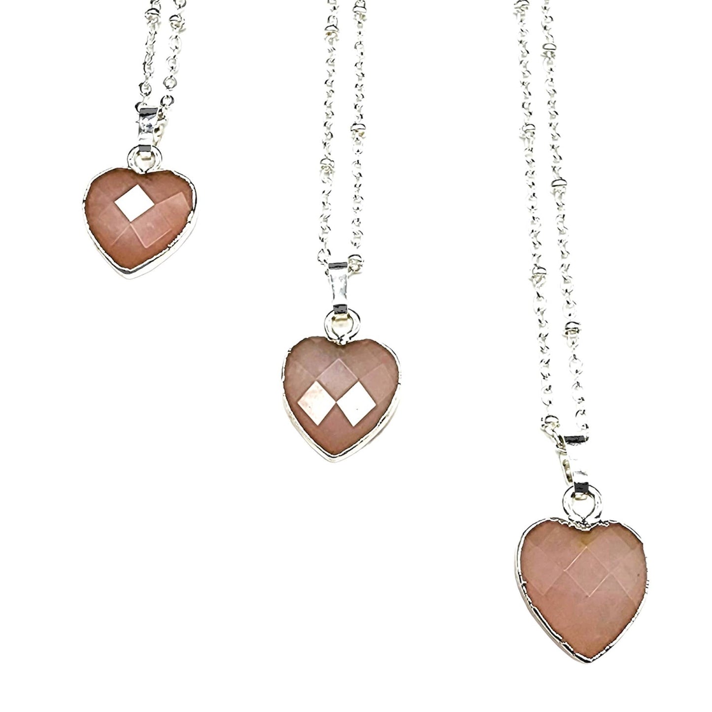 Dainty Faceted Rose Quartz Heart Necklace