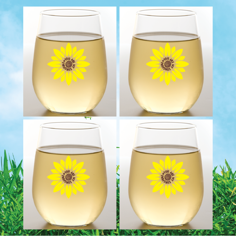 Sunflower Shatterproof Stemless Wine Glasses