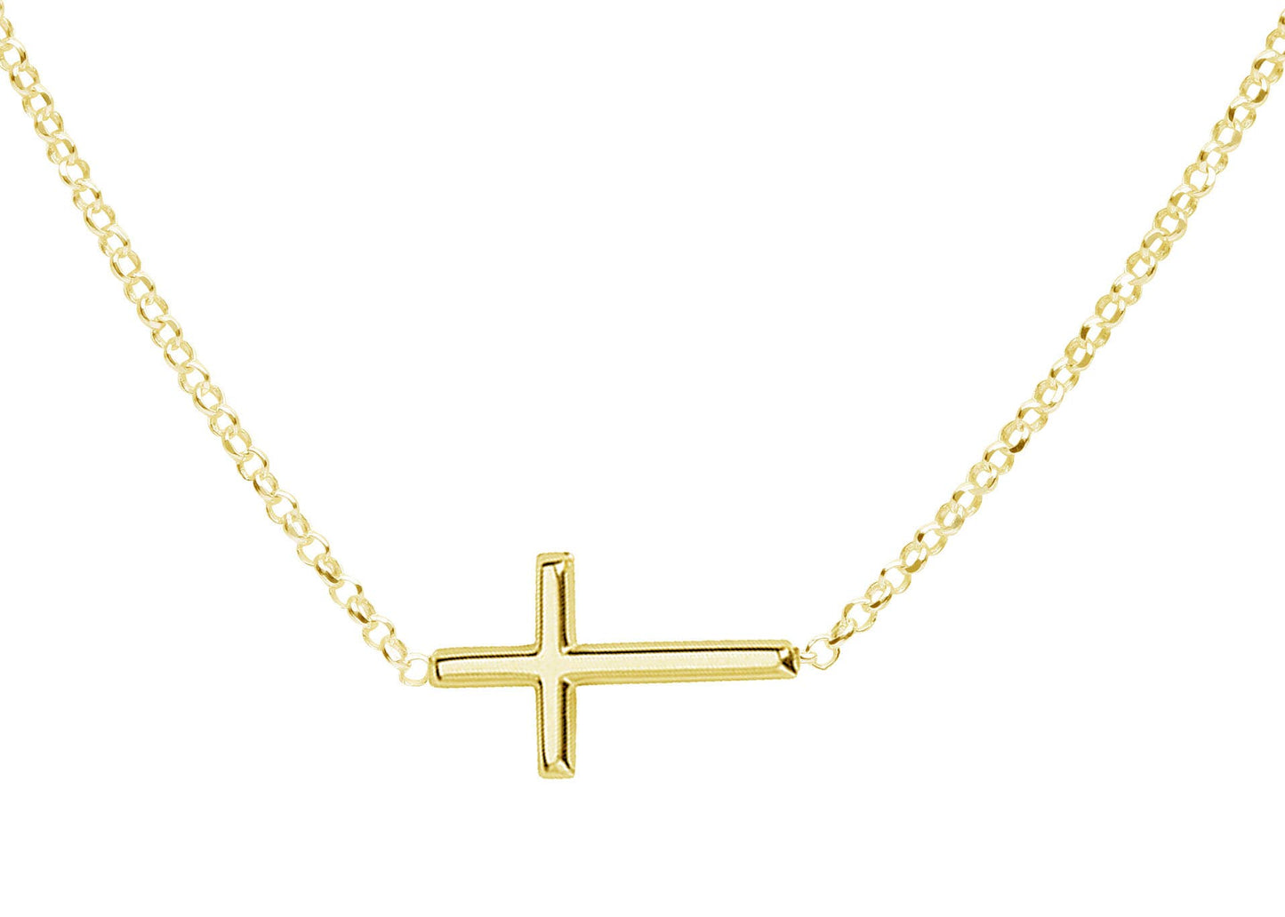 Gold-Plated Girls Horizontal Cross Necklace Kids & Women