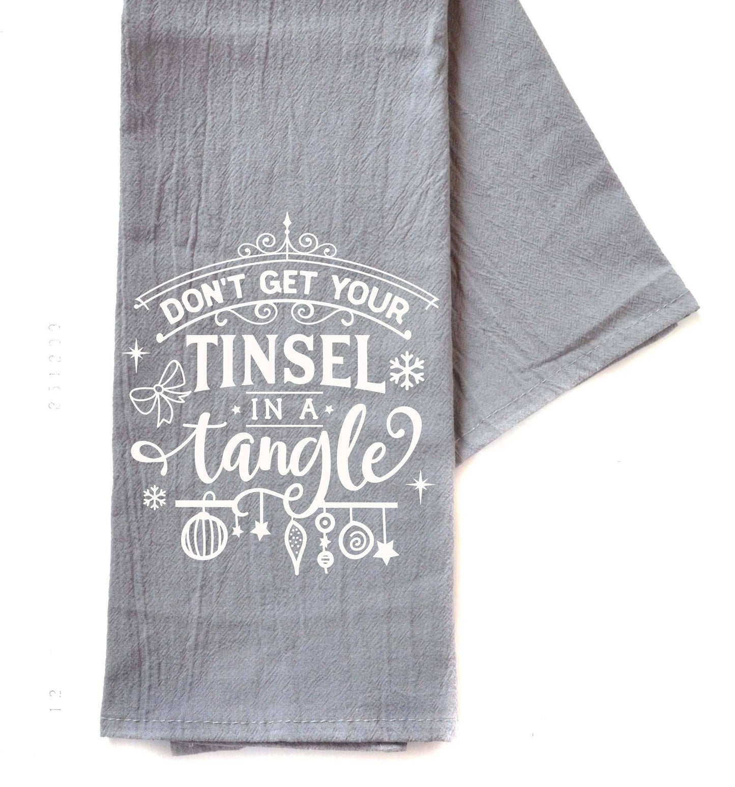 Tinsel in a Tangle Gray Hand Towels Christmas Décor