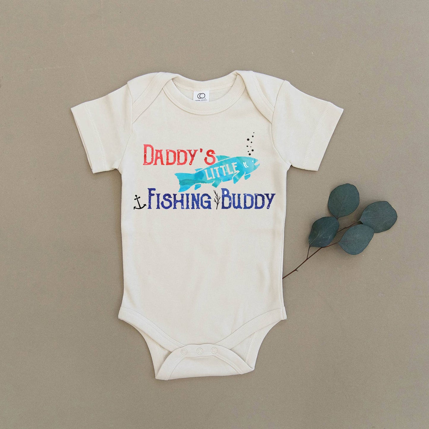 Daddy's Little Fishing Buddy Organic Onesie