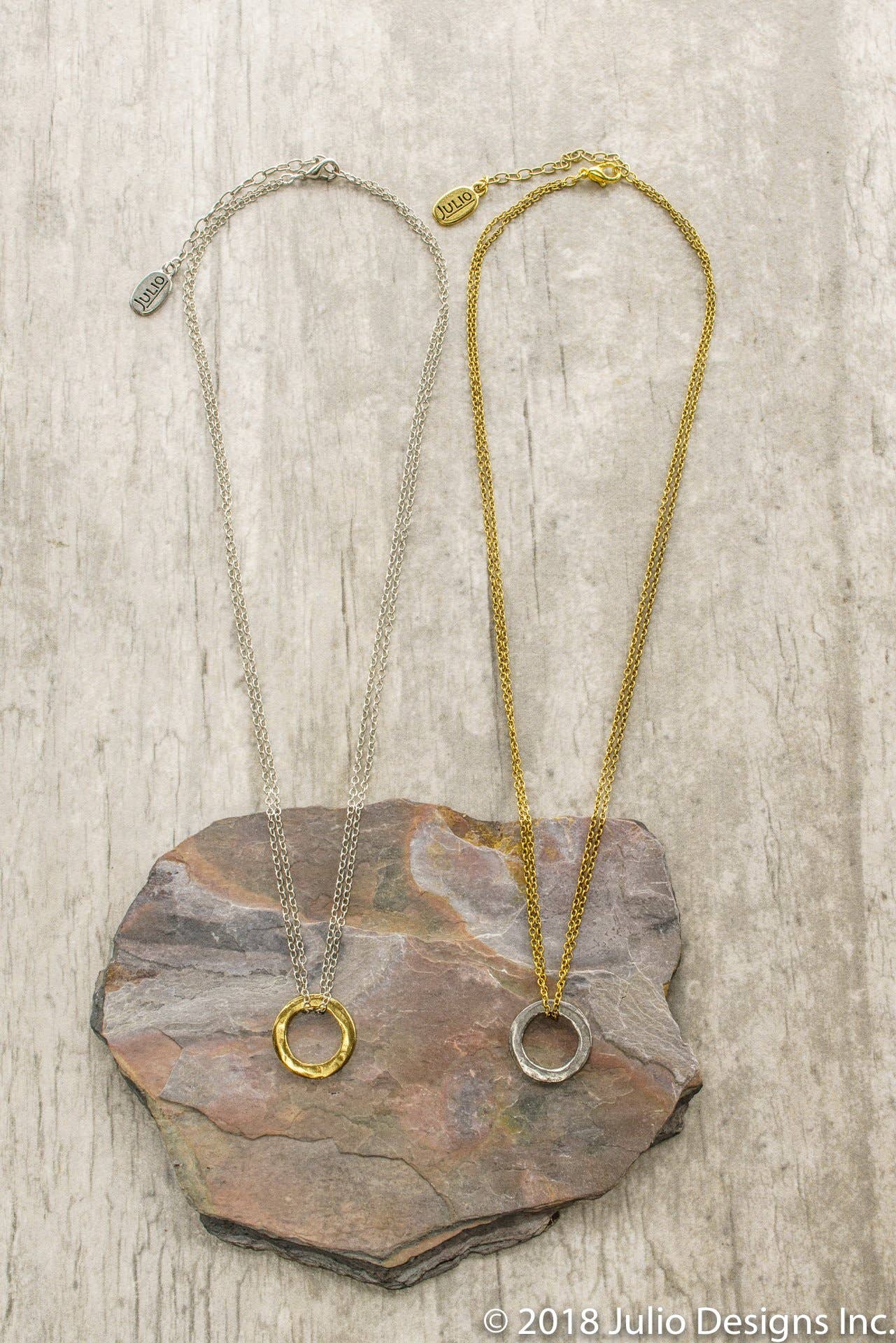 Thera Necklace- Silver Chain with Gold Circle