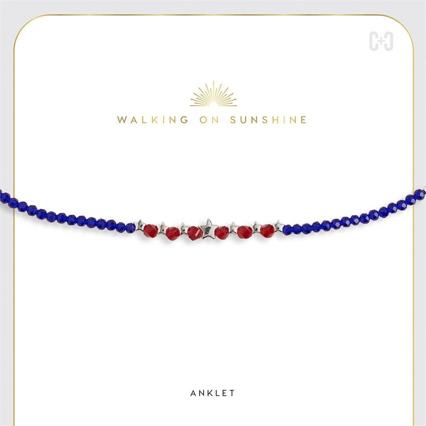 Abigail Star Anklet: Silver/Red/Blue