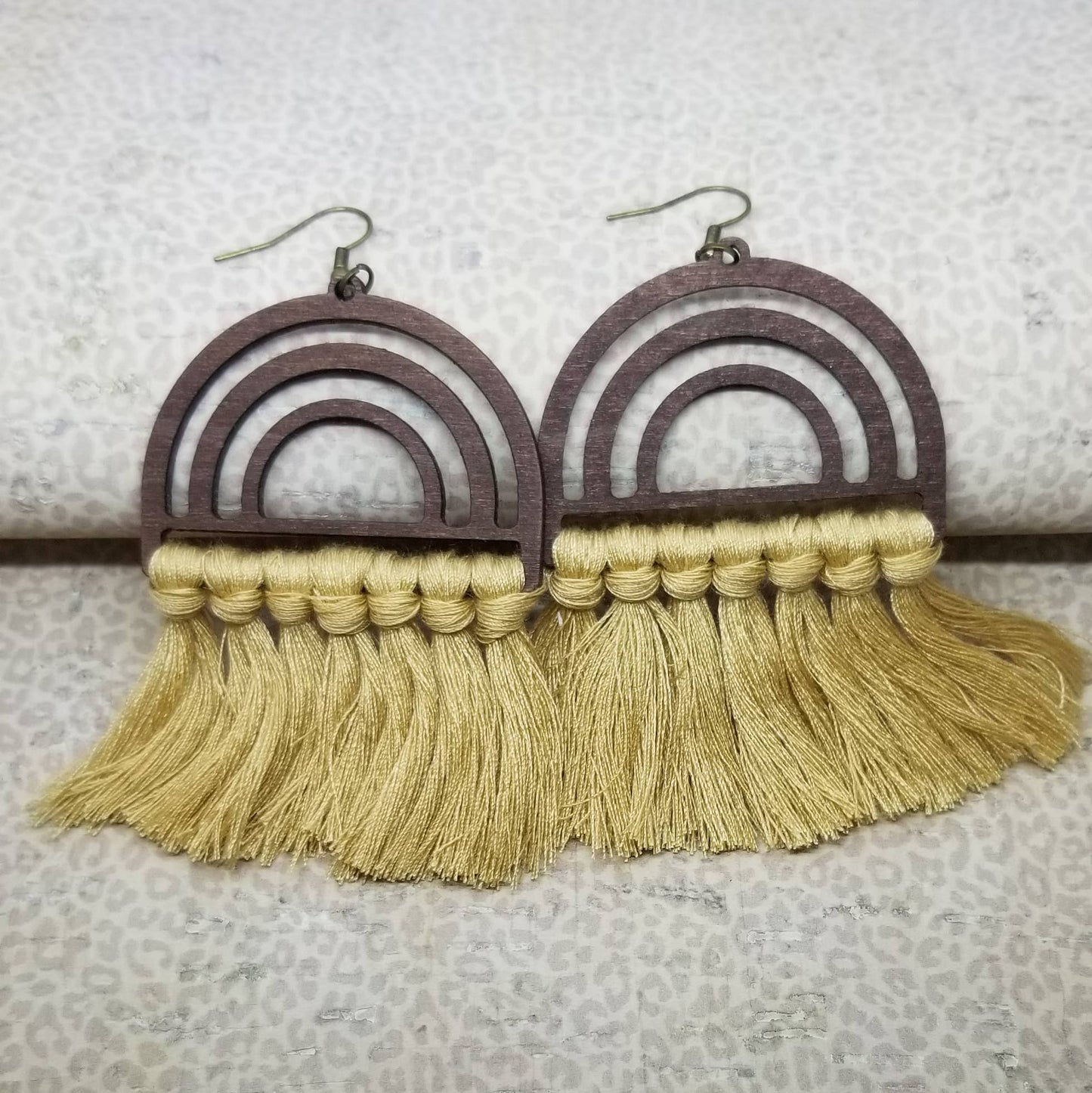 Tassel and Wood Statement Earrings