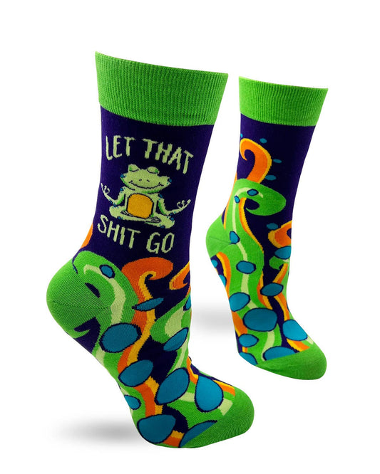 Let That Shit Go Funny Ladies' Novelty Crew Socks