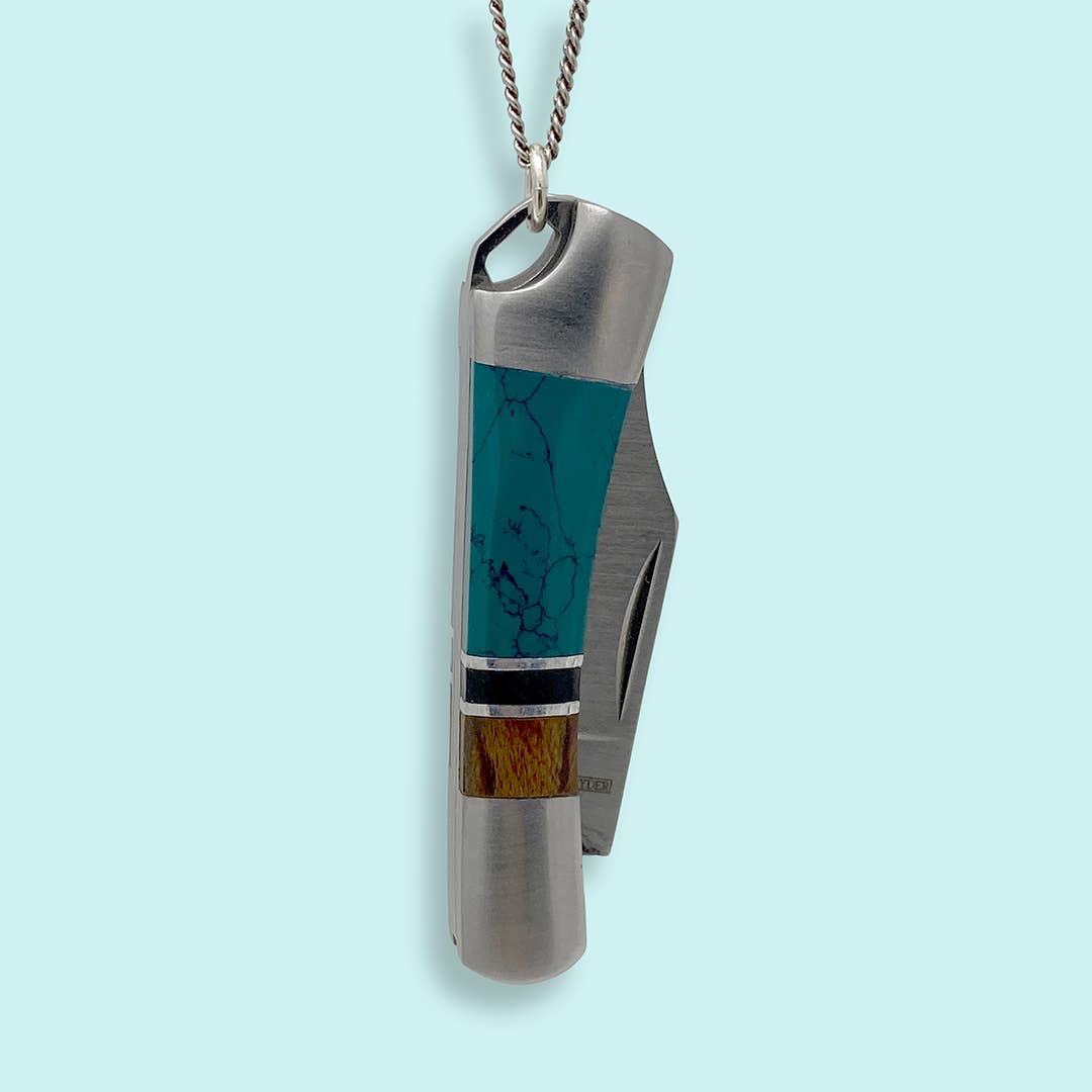 Ornamental Things - Turquoise and Wood Knife Necklace