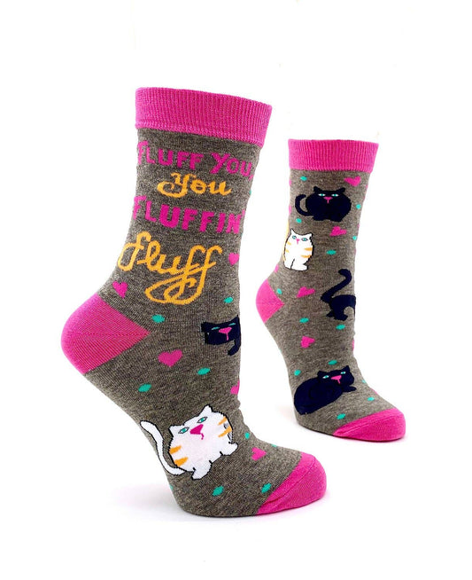 Fluff You You Fluffin' Fluff Sassy Women's Crew Socks with Cats