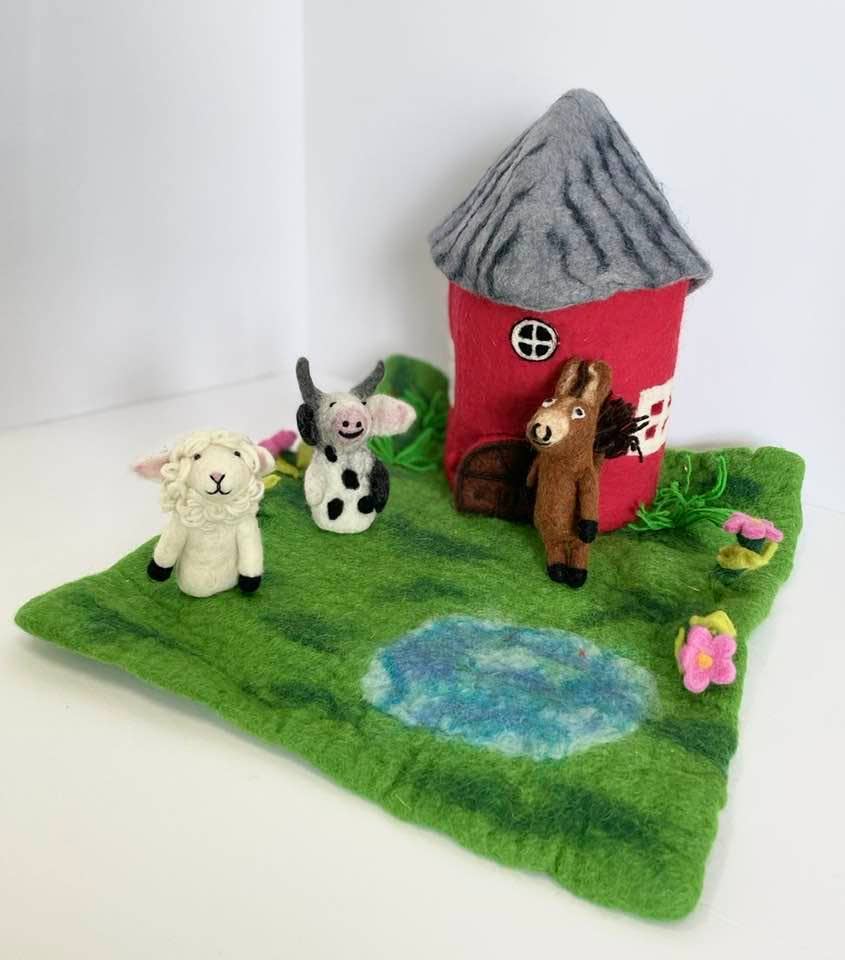 Finger Puppet - Red Barn Felt Playhouse