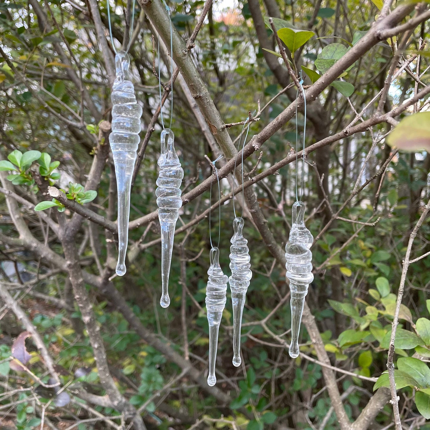 One Small Glass Icicle Ornament