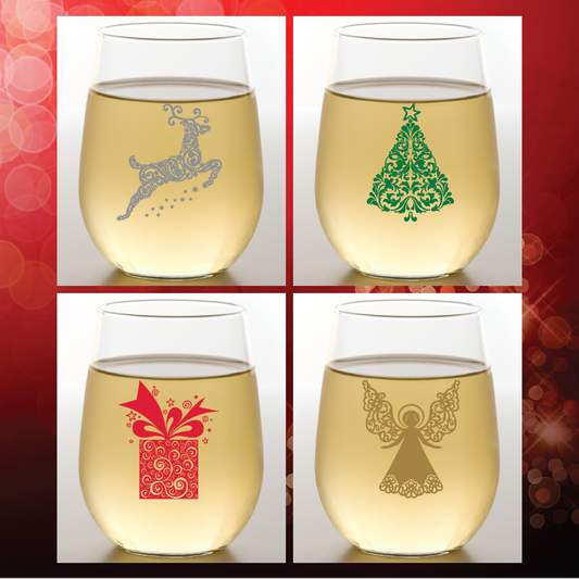 Christmas Shatterproof Wine Glasses