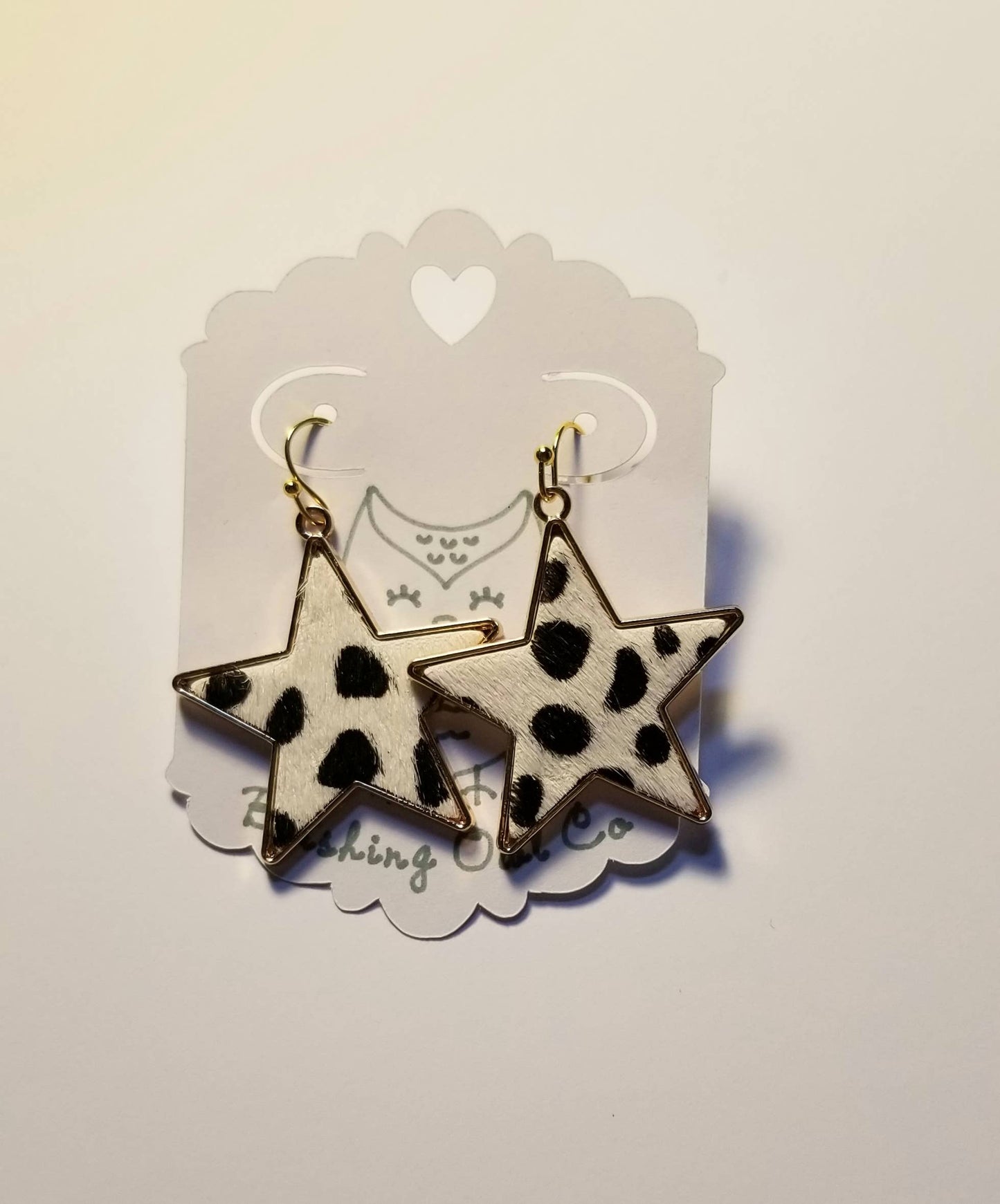 Cow Print Star Earrings