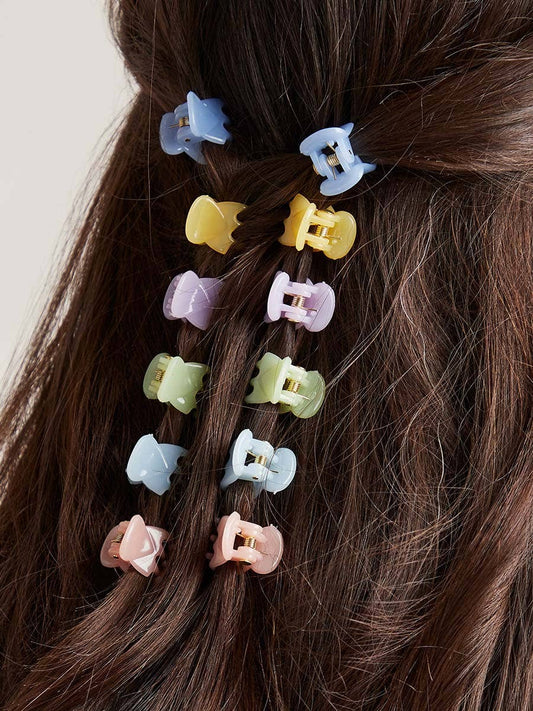 Mini Jaw Clips Colorful Hair Claw Accessories Set of 12
