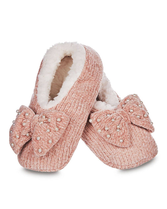 Precious Pearls Chenille Sherpa-Lined Slippers
