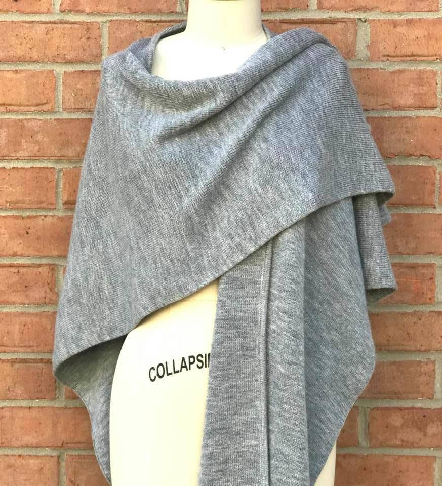 Alpaca & Wool Ruana Wrap - Light Grey