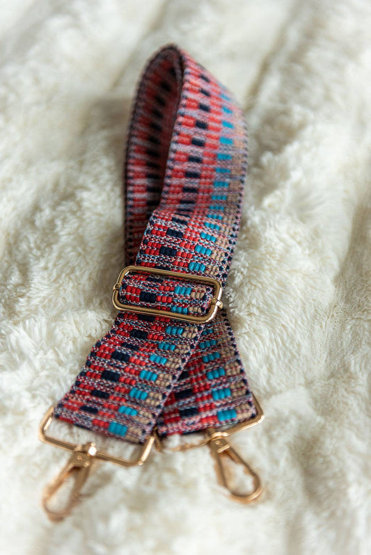 Crossbody Guitar Strap - Red Blue Zig Zag