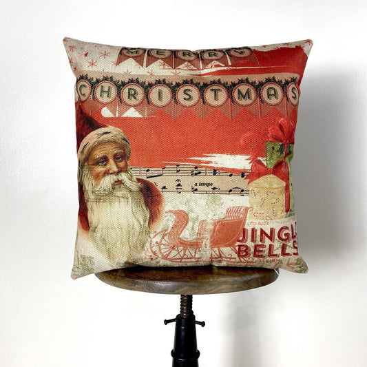 Vintage Jingle Bells Throw Pillow