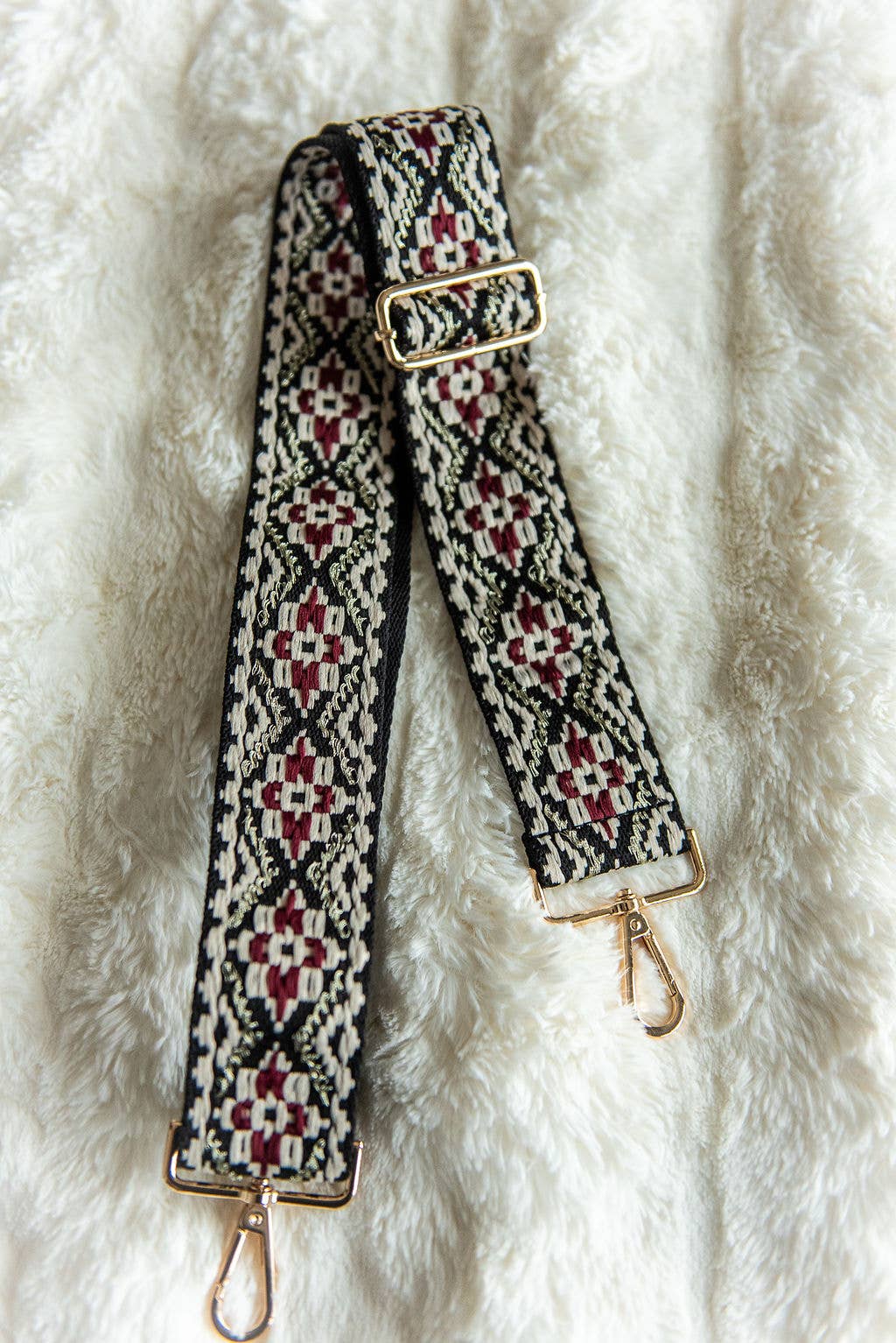 Crossbody Guitar Strap - Fall Burgundy Boho