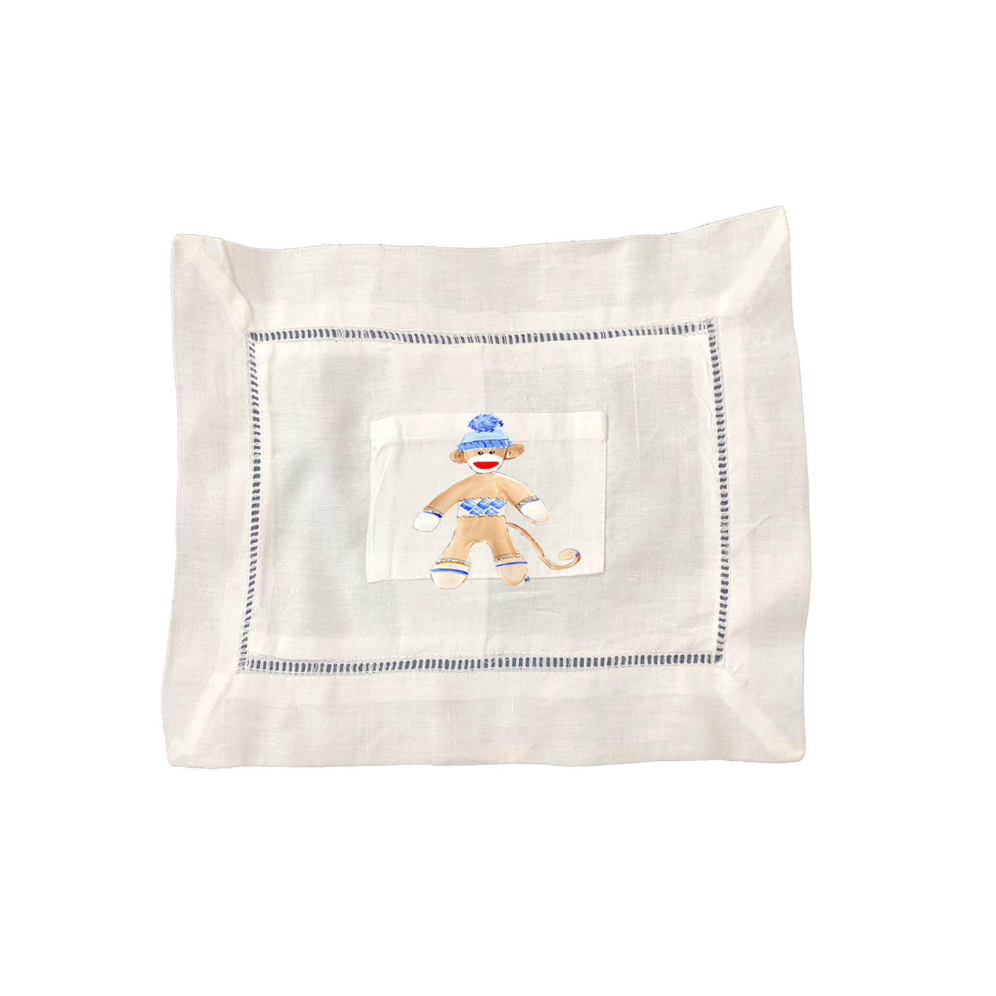 LargeTooth Fairy Pillow  (7"x10") Blue Sock Monkey