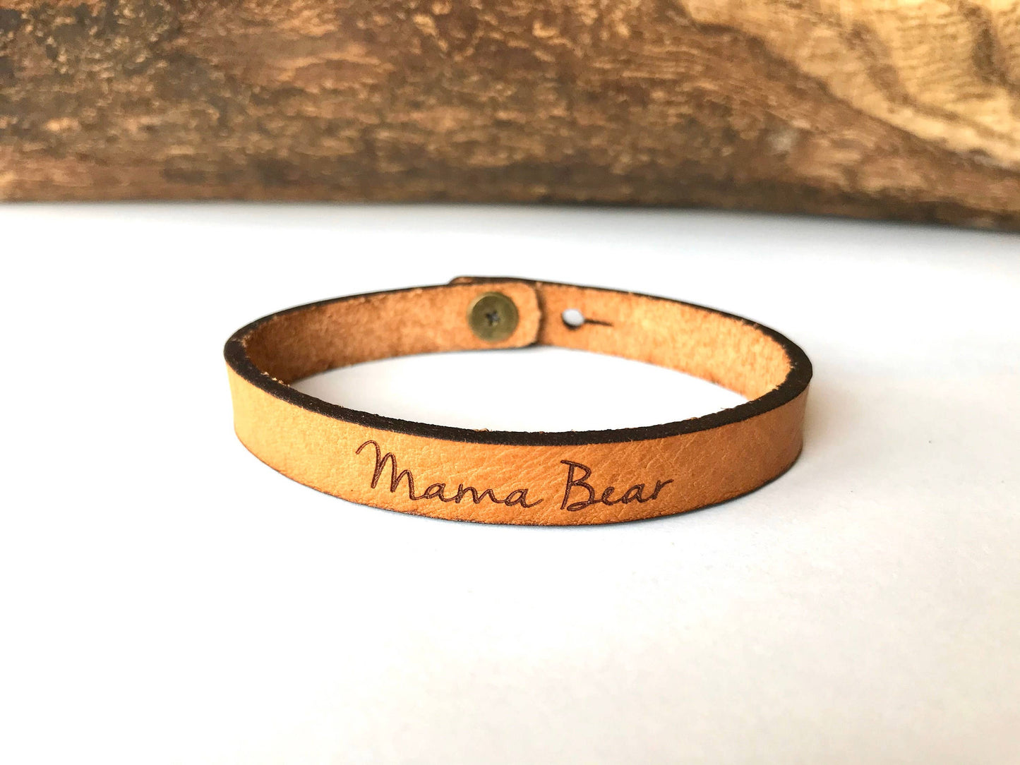 Mama Bear Thin Leather Bracelet