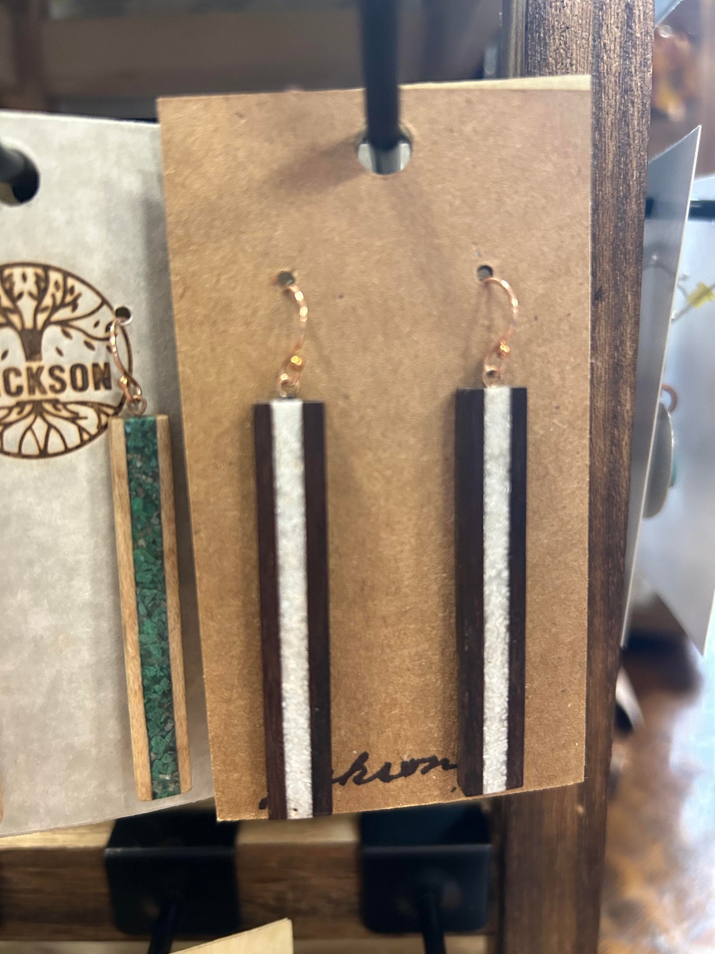 Handmade Wood Earrings - Tall Rectangle