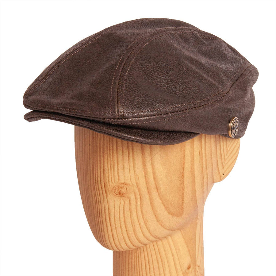 Leather Flat Cap- Brown