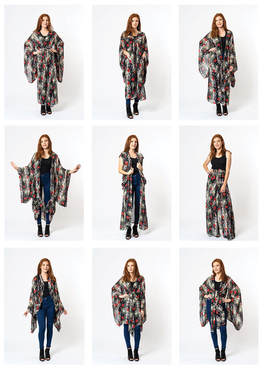 Jennafer Grace Black Solid Kimono-XL