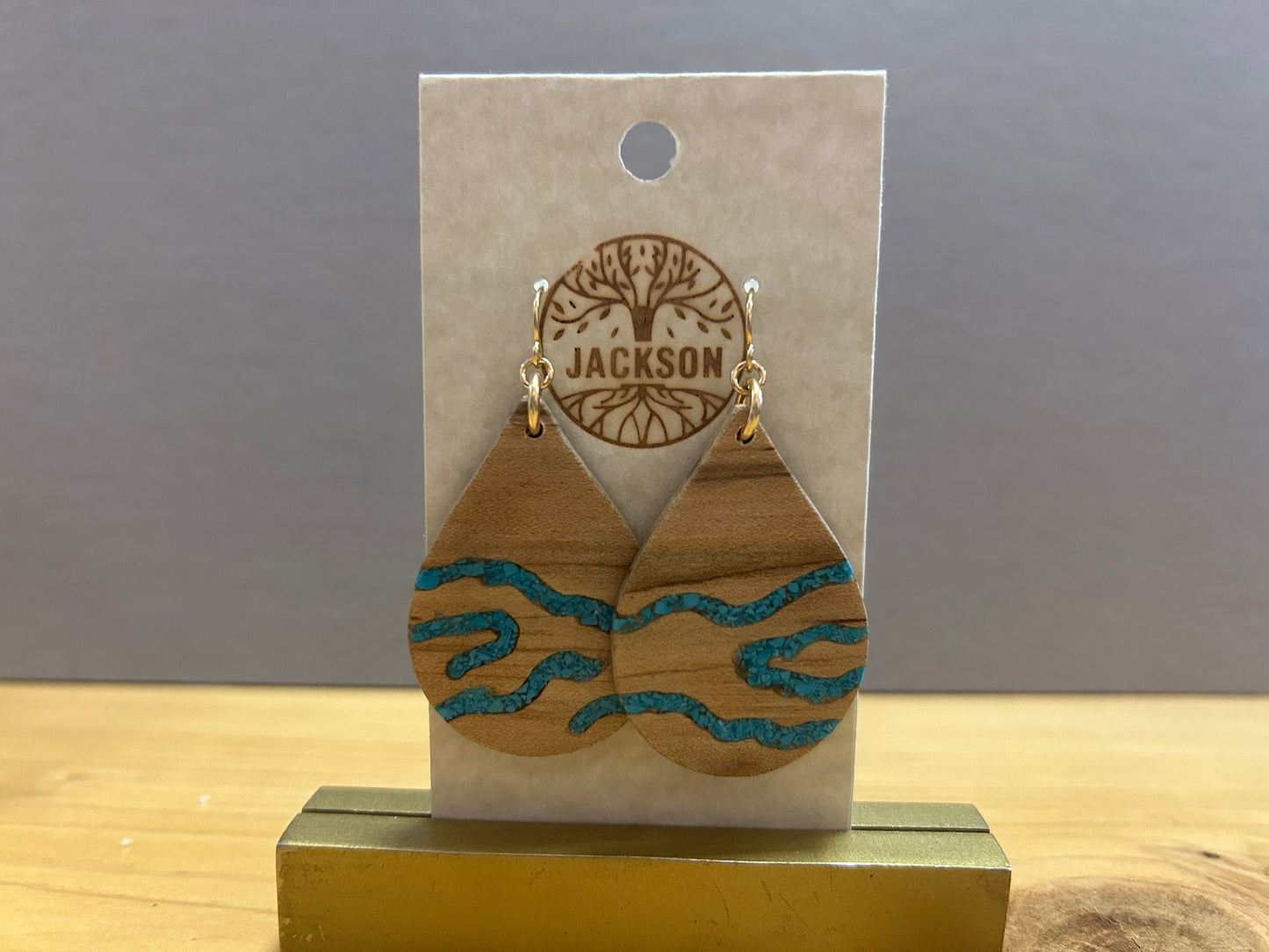 Handmade Wood Earrings -River