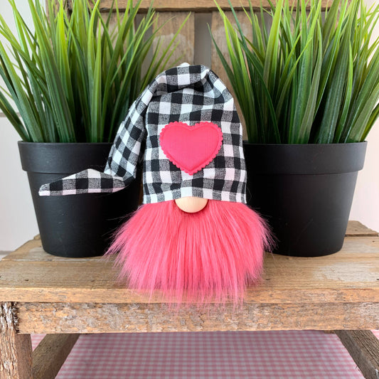 Mini Valentine Hot Pink Check Gnome