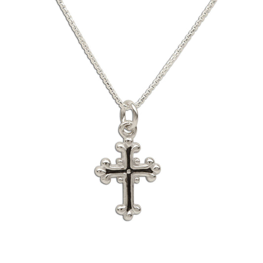 Sterling Silver Girls Scrolled Cross Necklace for Children