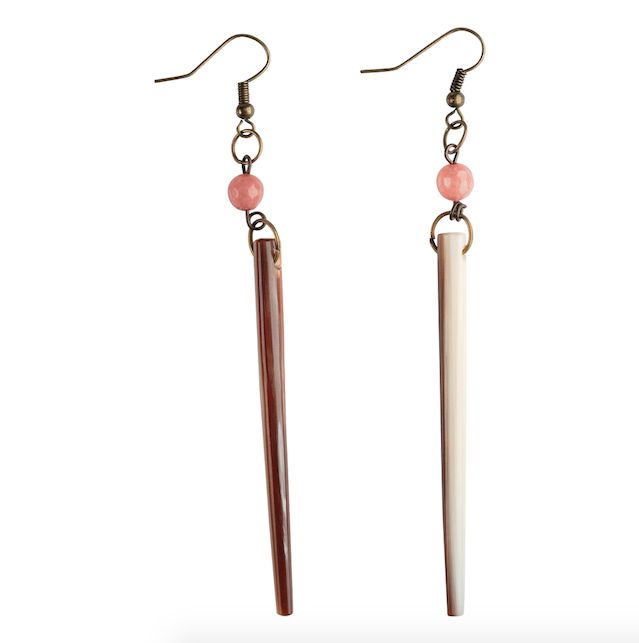 Horn Dangle Earrings w/ Bead