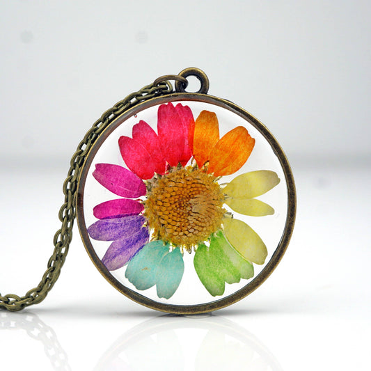 Rainbow Daisy Necklace