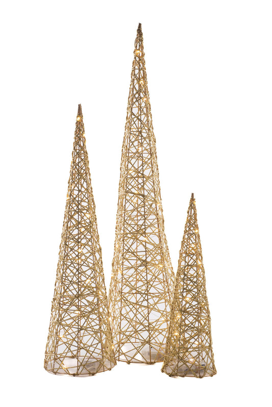 Gold Wire LED Tree Set