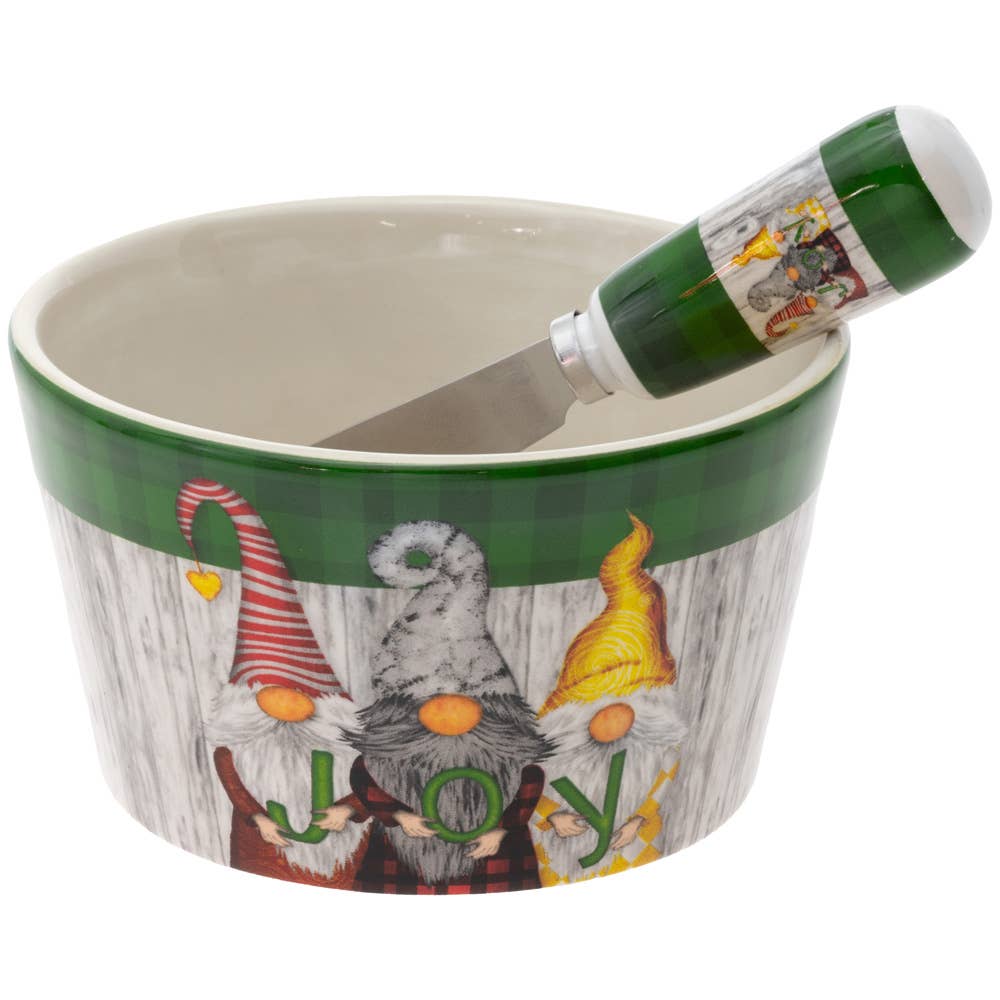 Boston International - Gnome Joy Ceramic Christmas Bowl & Spreader