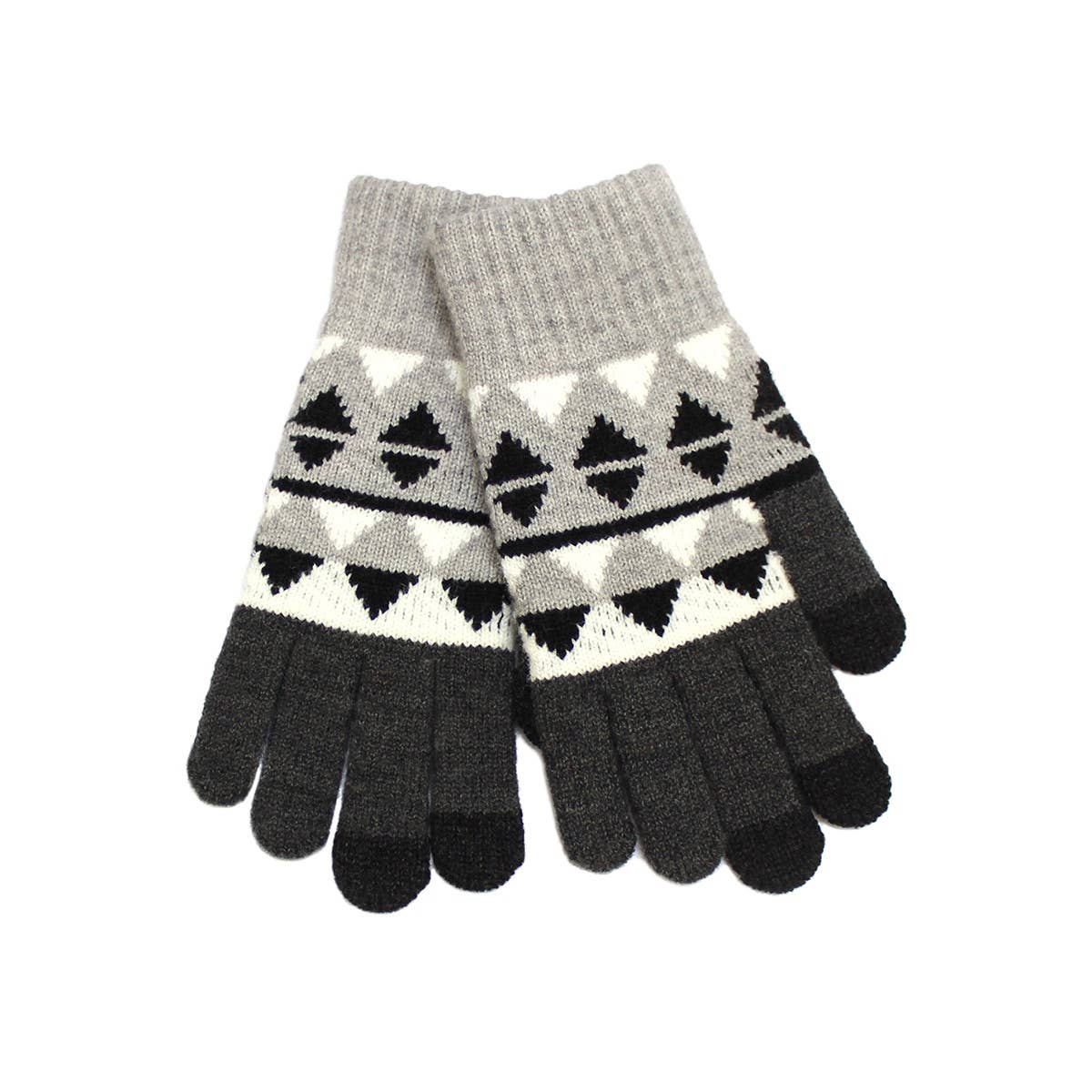 Gray Aztec Print Smart Touch Gloves