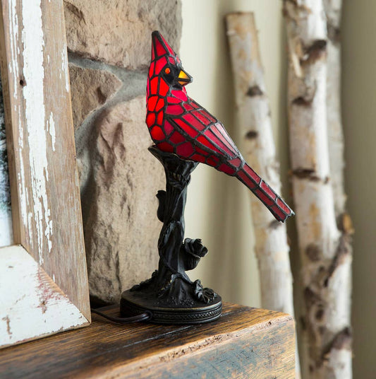 Skylar Red Stained Glass Bird Accent Lamp