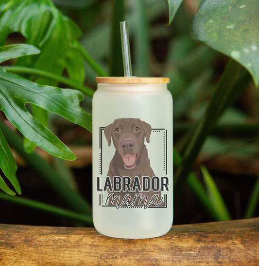 Labrador (Chocolate) Mama - Frosted Can Glass