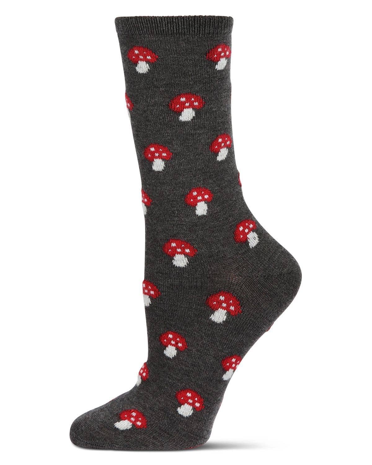 Mushroom Cashmere Crew Socks: Dark Gray Heather